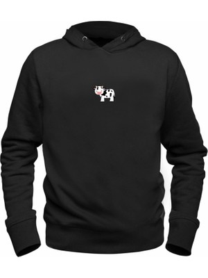 Alfa Tshirt Animal Inek  Baskılı Siyah Sweatshirt