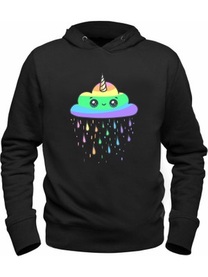 Alfa Tshirt Unıcorn Baskılı Siyah Sweatshirt