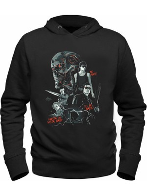 Alfa Tshirt Terminatör Tasarımlı Baskılı Siyah Sweatshirt
