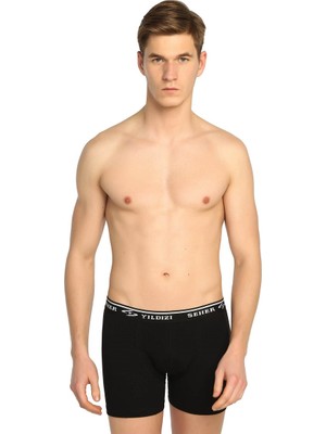 Seher Yıldızı Erkek Elastan (Likralı) Esnek Boxer 6'lı Paket (Siyah)