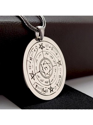 Osmanlı Gümüş Celcelutiye ve Ismi Azam Vefki Esma Erkek Kadın Gümüş Kolye Zincir