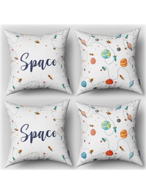 instababyrooms Çift Taraflı Dekoratif 43CM x 43CM Bebek Çocuk Odası 4 Lü Kırlent Kılıfı Model 205