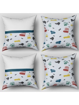instababyrooms Çift Taraflı Dekoratif 43CM x 43CM Bebek Çocuk Odası 4 Lü Kırlent Kılıfı Model 1430