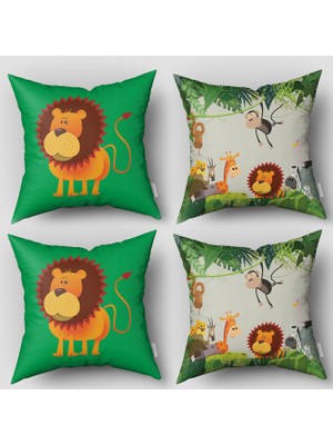 instababyrooms Çift Taraflı Dekoratif 43CM x 43CM Bebek Çocuk Odası 4 Lü Kırlent Kılıfı Model 090