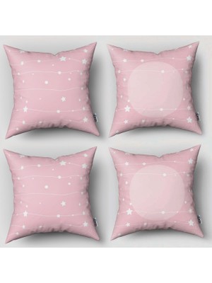 instababyrooms Çift Taraflı Dekoratif 43CM x 43CM Bebek Çocuk Odası 4 Lü Kırlent Kılıfı Model 042