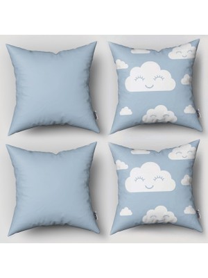 instababyrooms Çift Taraflı Dekoratif 43CM x 43CM Bebek Çocuk Odası 4 Lü Kırlent Kılıfı Model 019