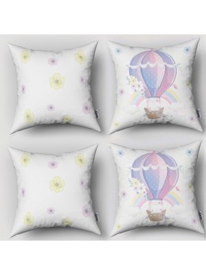 instababyrooms Çift Taraflı Dekoratif 43CM x 43CM Bebek Çocuk Odası 4 Lü Kırlent Kılıfı Model 260