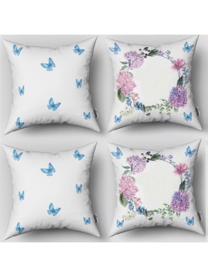 instababyrooms Çift Taraflı Dekoratif 43CM x 43CM Bebek Çocuk Odası 4 Lü Kırlent Kılıfı Model 025