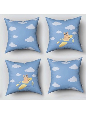 instababyrooms Çift Taraflı Dekoratif 43CM x 43CM Bebek Çocuk Odası 4 Lü Kırlent Kılıfı Model 068