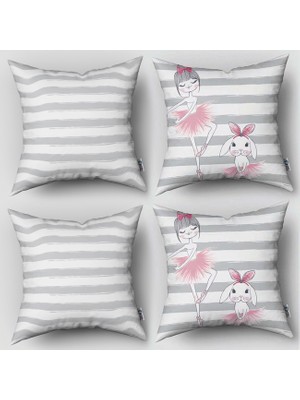 instababyrooms Çift Taraflı Dekoratif 43CM x 43CM Bebek Çocuk Odası 4 Lü Kırlent Kılıfı Model 011