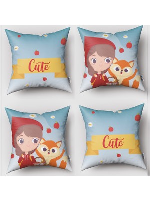 instababyrooms Çift Taraflı Dekoratif 43CM x 43CM Bebek Çocuk Odası 4 Lü Kırlent Kılıfı Model 215