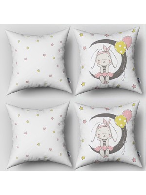 instababyrooms Çift Taraflı Dekoratif 43CM x 43CM Bebek Çocuk Odası 4 Lü Kırlent Kılıfı Model 007