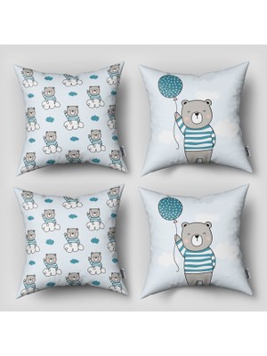 instababyrooms Çift Taraflı Dekoratif 43CM x 43CM Bebek Çocuk Odası 4 Lü Kırlent Kılıfı Model 253