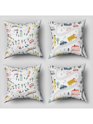 instababyrooms Çift Taraflı Dekoratif 43CM x 43CM Bebek Çocuk Odası 4 Lü Kırlent Kılıfı Model 293
