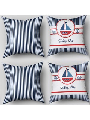 instababyrooms Çift Taraflı Dekoratif 43CM x 43CM Bebek Çocuk Odası 4 Lü Kırlent Kılıfı Model 032