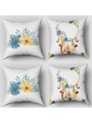 instababyrooms Çift Taraflı Dekoratif 43CM x 43CM Bebek Çocuk Odası 4 Lü Kırlent Kılıfı Model 041