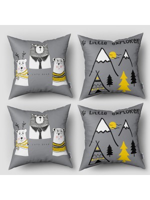 instababyrooms Çift Taraflı Dekoratif 43CM x 43CM Bebek Çocuk Odası 4 Lü Kırlent Kılıfı Model 056