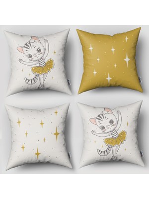 instababyrooms Çift Taraflı Dekoratif 43CM x 43CM Bebek Çocuk Odası 4 Lü Kırlent Kılıfı Model 273