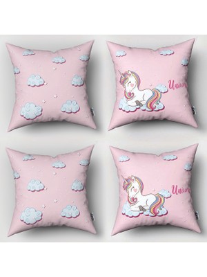 instababyrooms Çift Taraflı Dekoratif 43CM x 43CM Bebek Çocuk Odası 4 Lü Kırlent Kılıfı Model 074