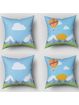 instababyrooms Çift Taraflı Dekoratif 43CM x 43CM Bebek Çocuk Odası 4 Lü Kırlent Kılıfı Model 014