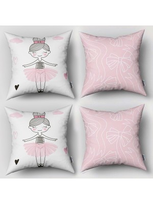instababyrooms Çift Taraflı Dekoratif 43CM x 43CM Bebek Çocuk Odası 4 Lü Kırlent Kılıfı Model 010