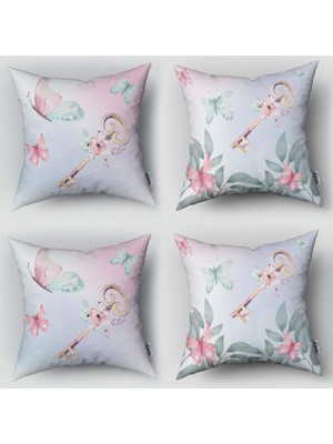 instababyrooms Çift Taraflı Dekoratif 43CM x 43CM Bebek Çocuk Odası 4 Lü Kırlent Kılıfı Model 266