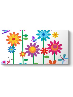 Tabloshop Renkli Sevimli Çiçekler Tablosu