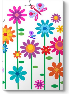Tabloshop Renkli Sevimli Çiçekler Tablosu