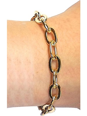X-lady Accessories Altın Kaplama Ezme Zincir  Bileklik