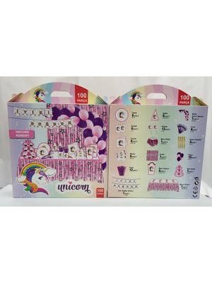 Yavuz Süs 100 Parça Unicorn Konsept Doğum Günü Parti Seti