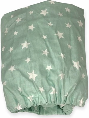 Bebek Özel Pamuklu Bebek ve Çocuk Lastikli Çarşaf Yeşil Zemin Beyaz Yıldızlı 90X190 cm