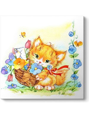 Tabloshop Sepette Sevimli Kedi Tablosu