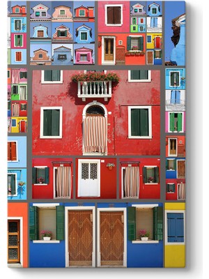 Tabloshop Renkli Evler Tablosu