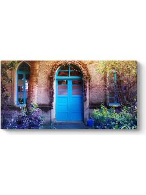 Tabloshop Mavi Kapı ve Pencereli Ev Tablosu