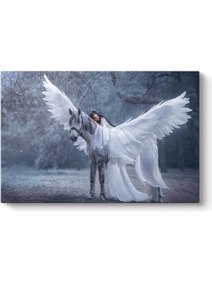 Tabloshop Beyaz At Üstünde Kadın Tablosu