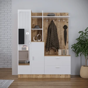 Robin Home Vestiyer Ayakkabılık Portmanto Aynalı Raf Atlantik Çam  Beyaz