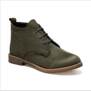 White Line Haki Renk Nubuk Bağcıklı Kadın Bot