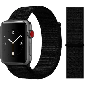 4 5 Uyumlu 42MM 44MM Dark Black Siyah Nike Spor Loop Model Kordon Kayış Örme
