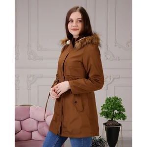 Vibeys Collection Taba Içi Kürkü ve Su Geçirmez Bayan Kışlık Mont&kaban