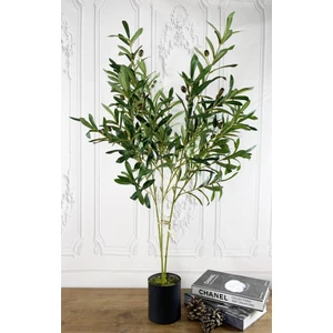 Yapay Çiçek Zeytin Ağacı 3 Dallı 100 cm Metal Mat Siyah Saksıda Yapay Ağaç