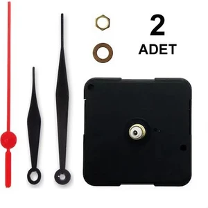 2 Adet, Duvar Saat Mekanizması, Sessiz, 10 mm Şaft, Saat Motoru, Metal Akrep, Yelkovan, Saniye