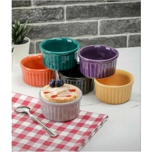 Renkli Seramik Sufle Kabı 6'lı