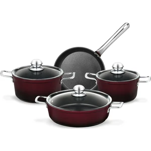 Madame Coco Titanium Professional Tencere Seti 7 Parça - Bordo