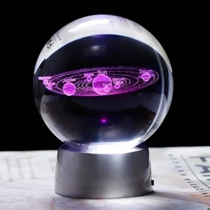 Herşeyburada 3D Işıklı Gezegen Cam Küre LED Işık Dekoratif