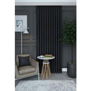 Evdepo Home Antrasit Düz Renk Pileli Petek Dokulu Fon Perde, 1/2,5 Normal Pile, Tek Kanat 70 x 260 cm cm