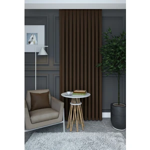 Evdepo Home Kahverengi Düz Renk Pileli Petek Dokulu Fon Perde, 1/2,5 Normal Pile, Tek Kanat 70 x 260 cm cm