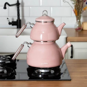 N2862 Rose Chocolate Emaye Demlik Seti