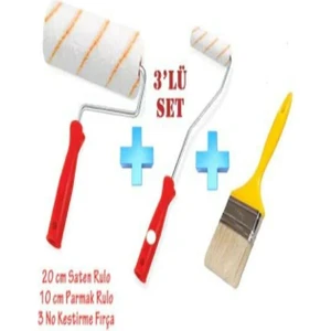 Boyacı Seti Set Saten Rulo + Parmak Rulo + Kestirme Fırça Set 3'lü