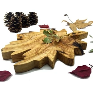 Zeytin Ağacı Ahşap Çınar Yaprağı Sunum Tahtası 30 x 22 cm