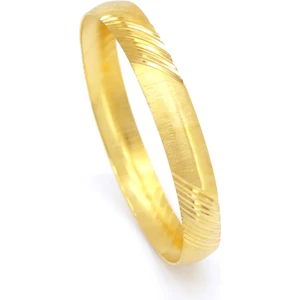 22 Ayar Altın Kaplama Yan Çizgili Bilezik 1 cm